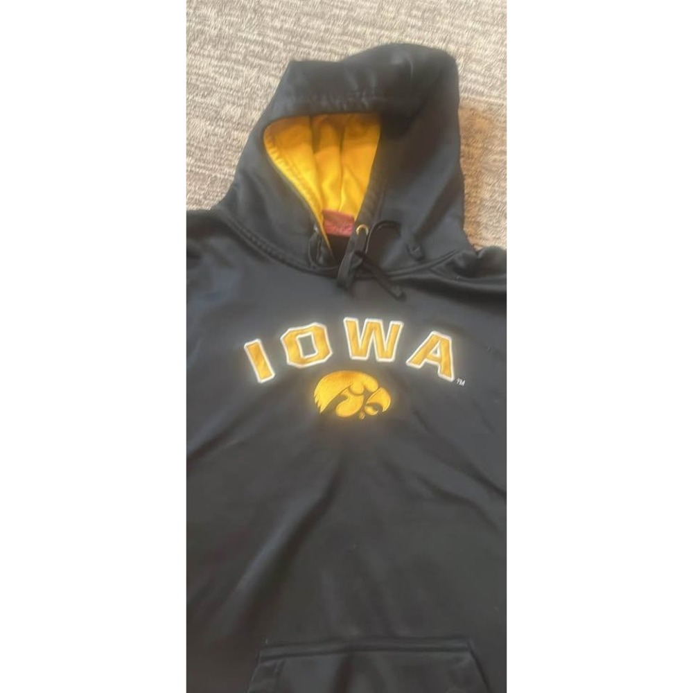 Iowa Hawkeyes NCAA Performance Hoodie Black Embroidered Sweatshirt Womens M (99)